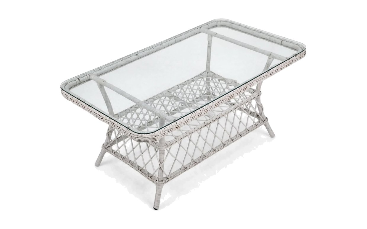 Bodrum Rattan Bahçe Takımı - Beyaz / Cam Tabla