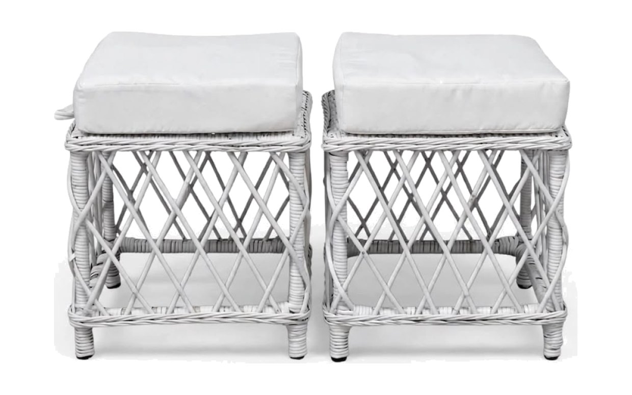 Bodrum Rattan Bahçe Takımı - Beyaz / Cam Tabla